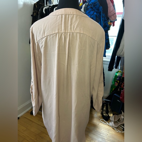 GOO YOO Beige Light Weight Long Sleeve Blouse Large - Picture 3 of 6